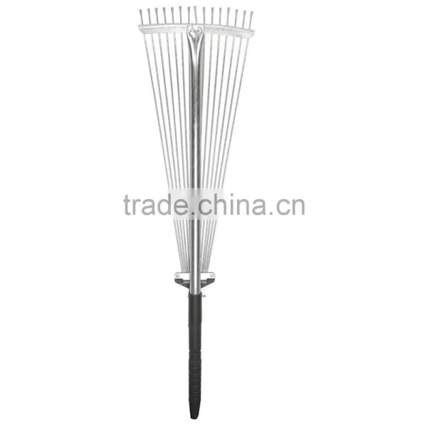 28"-57" Length Telescopic Steel Garden Rake 15 Tine Adjustable Garden Leaf Rake With 1pair Work Gloves (Zinc Coated) photo-5