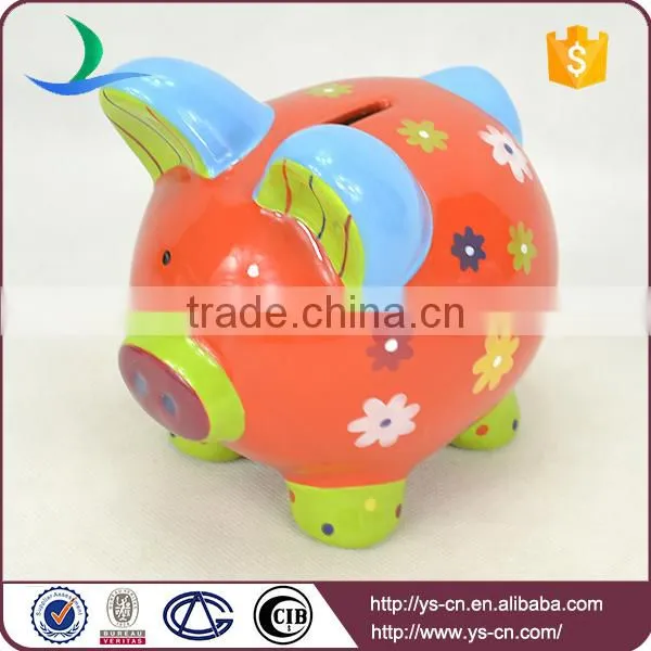 2015 Popular Unique Ceramic Red Piggy Coin Bank for Baby photo-3