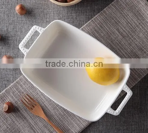 7'' White Porcelain Bakeware With Handle Square White Porcelain Tray Porcelain Bakeware photo-5