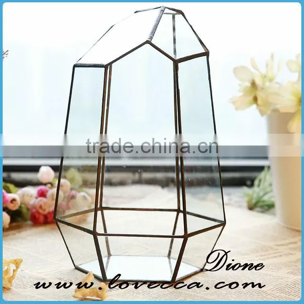 Factory Price Gold Black Metal Frame Geometric Glass Terrarium Wholesale photo-6