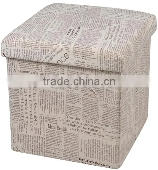 Ployester Linen Collapsible Storage Ottoman With Cover photo-2