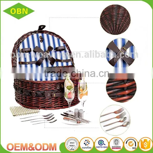 Handwoven Eco-friendly Cheap Antique Mini Wicker Oval Picnic Basket for 2 Persons photo-4