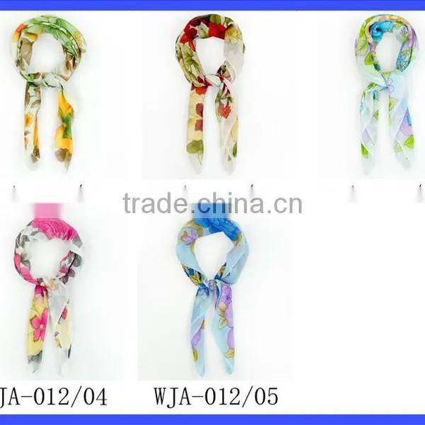 Children Girls Fashion Short Tulle Scarf Tulle Flower Print Hemming Scarf photo-6