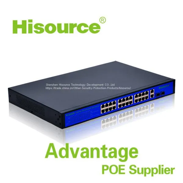 Hisource 24-портовый 400Вт POE-коммутатор IEEE802.3AF/AT, сетевые коммутаторы, быстрый Ethernet-коммутатор photo-2