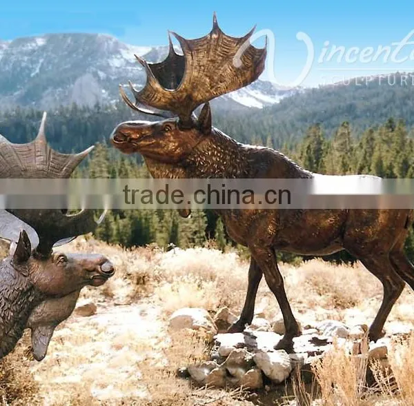 Art Garden Decor Life Size Bronze Casting Bull Moose Statue for Large Garden Decoration photo-2