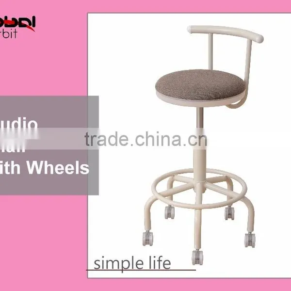 Adjustable Height Movable Studio Footrest Kitchen Swivel Bar Chair With Wheel