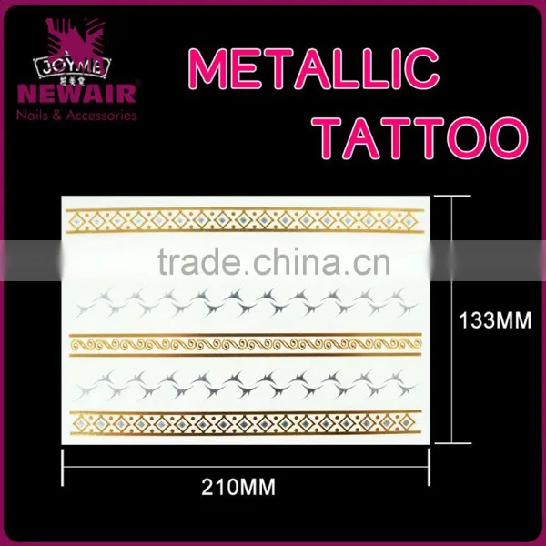 Fashion Body Temporary Metallic Tattoo Flash Gold Silver Tatoo Sticker photo-6