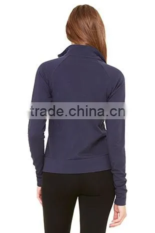 Custom Jacket Manufacturers Women's Long Raglan Sleeves Zipper Cotton Spandex Jacket photo-5