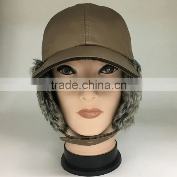 Waterproof Fabric Fake Fur Earflap Baseball Cap photo-2