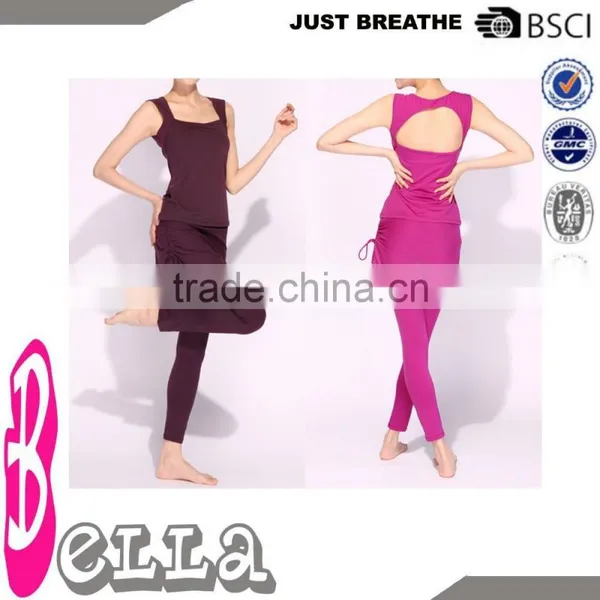 Women Sexy Yoga Pant With Outer Skirt, Hollow Out Top Design and Jogger Pants