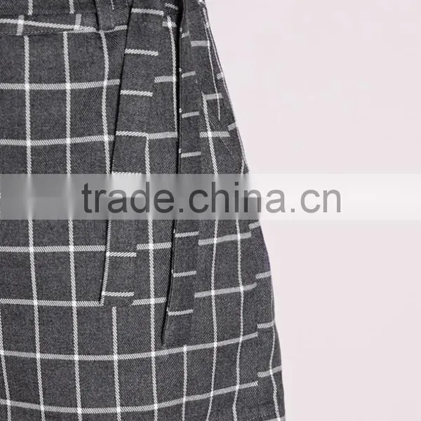 Summer Fashion Grey Double Belted Check Cheap Shorts OEM Service photo-5