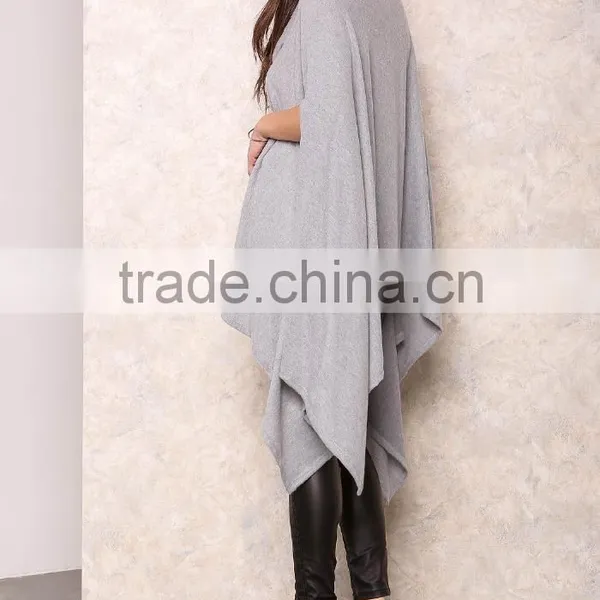 MGOO Popular Cheap Price Grey Poncho Tops Loose Oversizes Heather Cowy Fleecey Women Clothing Manufacturer photo-5