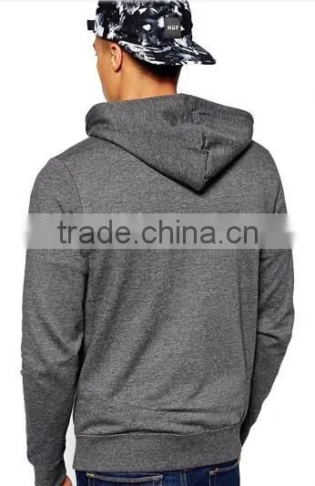 65% Cotton 35% Polyester Custom Heather Grey Plain Zip Hoodies Men photo-3