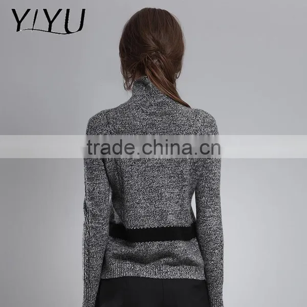 American Winter Autumn Women Turtleneck Color Block Cashmere Pullover Sweater photo-3