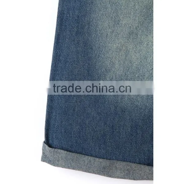 2016 Light Blue Contrast Color Latest Designer Printing Pocket Kids Printed Jeans With Roll Hem photo-4