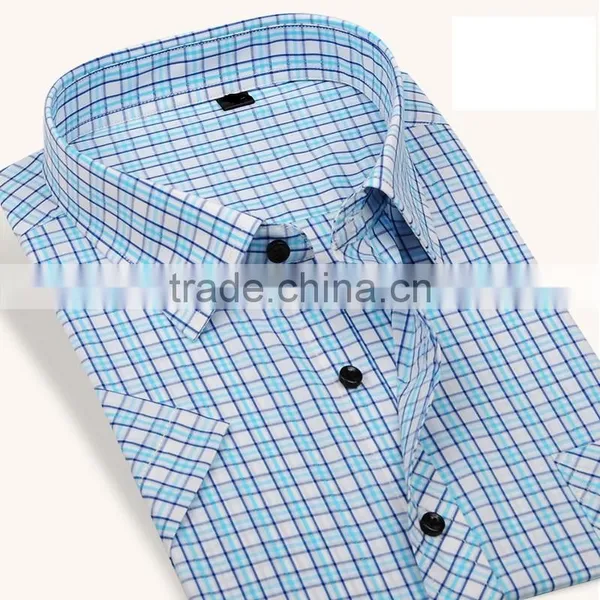 Lattice Cotton Short Sleeve Shirt Business photo-6