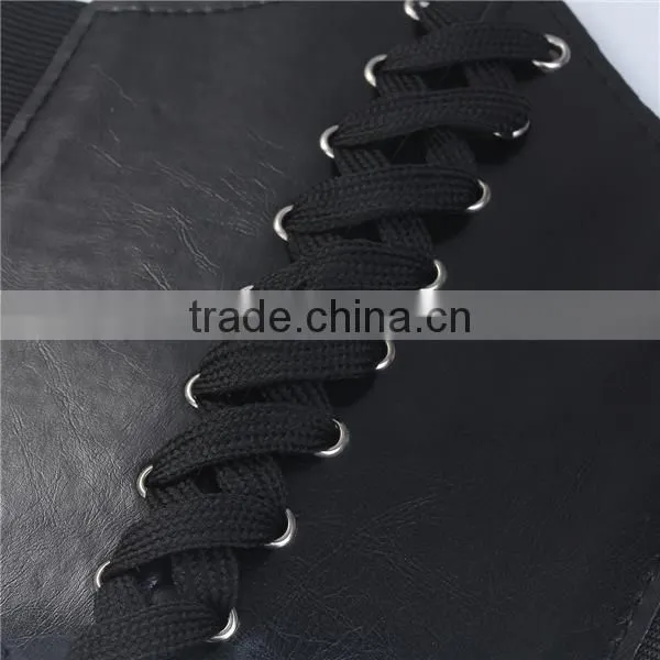 High Quality Black PU Leather Elastic Wide Waist Belt photo-2