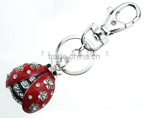 Painting red and black alloy Insect ladybird key chain
