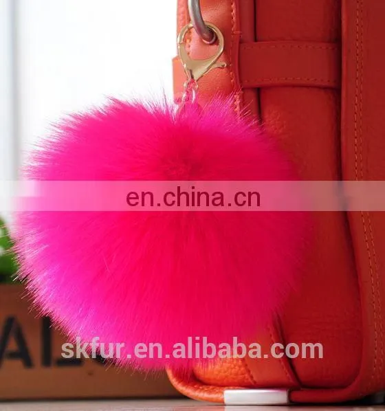Handmade Colorful Faux Fur Pom Pom Keychain photo-2