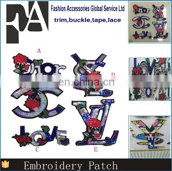 Luxury Letter Flower Sequin Beaded Patches Embroidery Flower Bead Applique Patch photo-6
