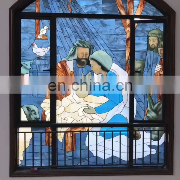 Custom Texture Architectural Church Windows Transparent Tiffany Stained Glass Panels Wholesale Decoration Art Glass photo-4
