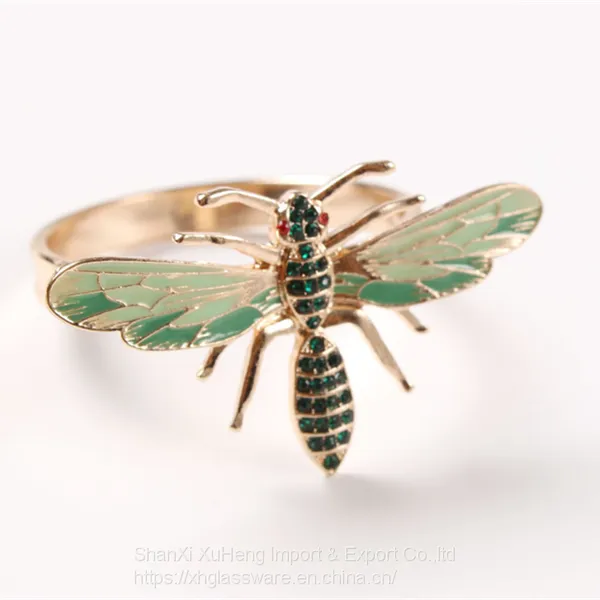 Wholesale Green Dripping Dragonfly Insect Animal Napkin Ring photo-2