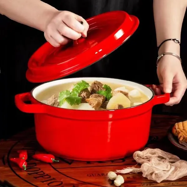 Multifunctional Colorful Cast Iron Pot Casserole Set Cookware 20/22/24/26/28 cm Red/blue/orange Enamel Dutch Oven With Lid photo-3
