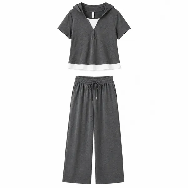 Women's Fake Two-Piece Casual Tracksuit photo-2