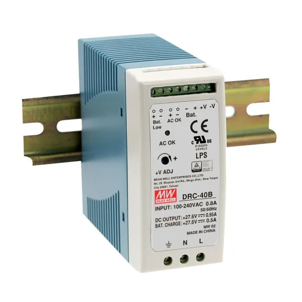 Original MEANWELL DRC-40B 40W 27.6V DIN Rail Power Supply With Battery Charger UPS Function