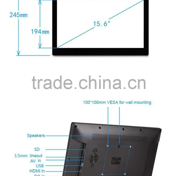 15 Inch Digital Photo Frame Advertising Kiosk Display(LCD 1920*1080,16:9, Photo, Music,1080P Video Play Back, AV In,VESA) photo-3