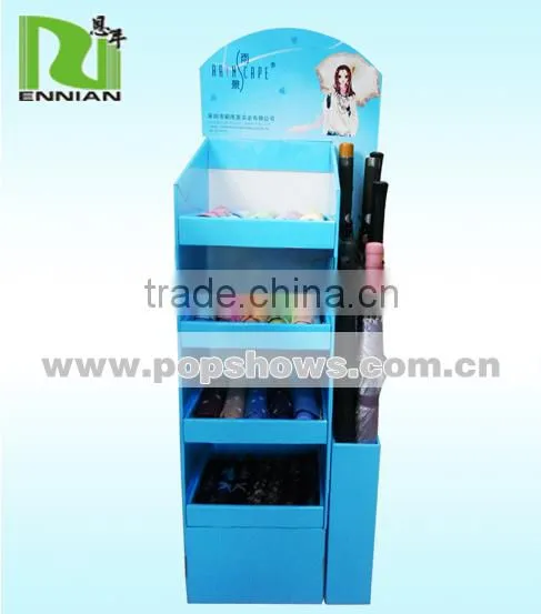 Cheap Customized Fashional Cardboard Floor Display Stands for Promotional Umbrella