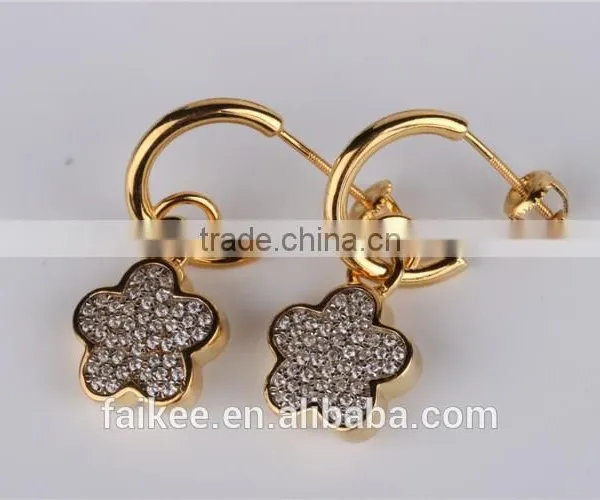 Wholesale Fashion Lady's Jewelry 925 Sterling Silver Earring Gold Plated Wax Micro Pave Setting Earring photo-6