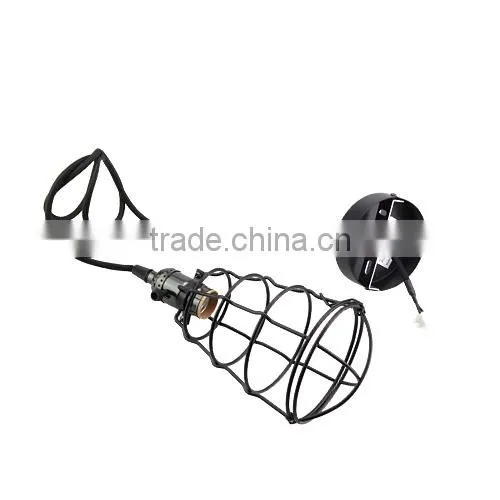 Art Deco Vintage Industrial Antique Metal Cage Pendant Light Factory Wire Steel Lampshade 220V E27 Lamp Holder photo-3