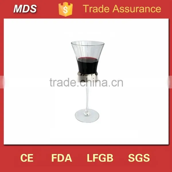 Wholesales Clear Wine Glass With Silver Rim