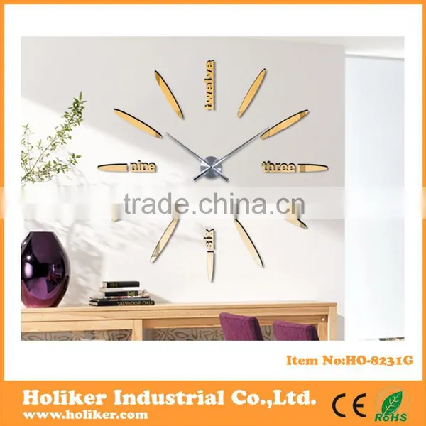 2016 New Design Home Decorative Large Acrylic Mirror 3D Diy Wall Clock Supplier's Choice photo-3