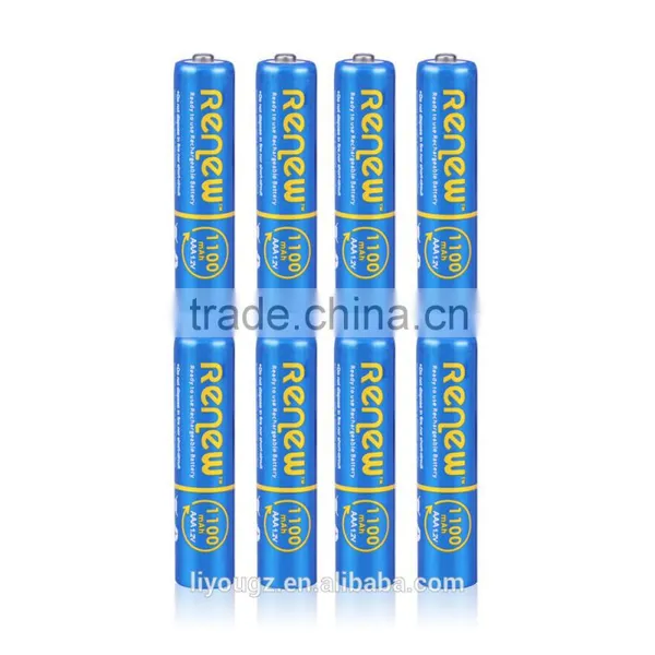 RENEW Brand Ready-To-Use NiMH 1100mAh AAA Rechargeable Batteries, 8 Pack