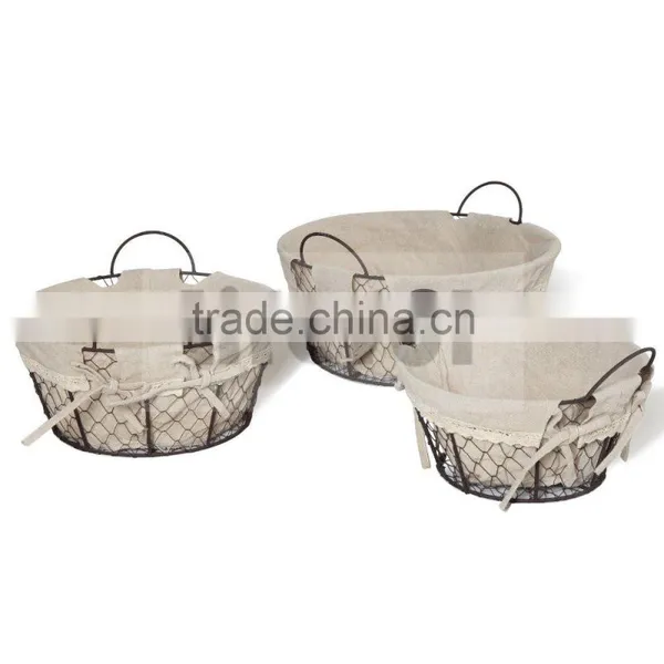 Metal Wire Storage Basket With Liner, Storage Use And Wire Metal Type Wire Lined Basket photo-2