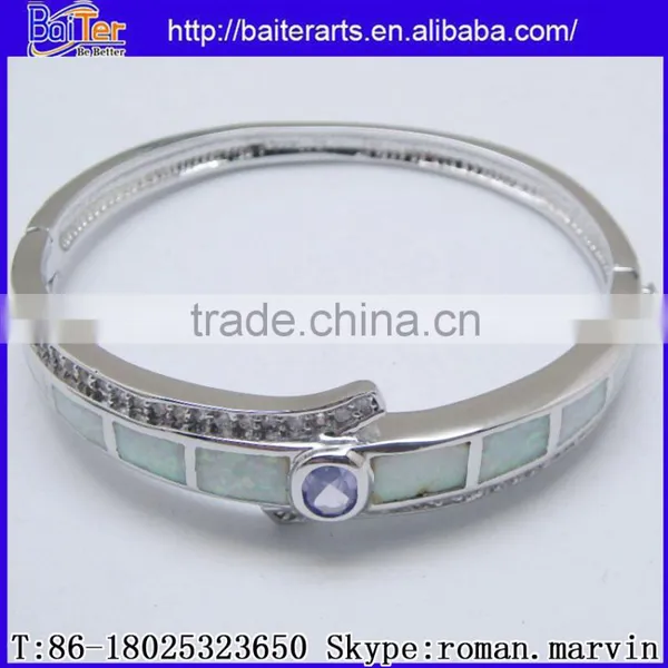 Wholesale Fashion Women's Synethic Blue Fire Opal Bangle photo-5