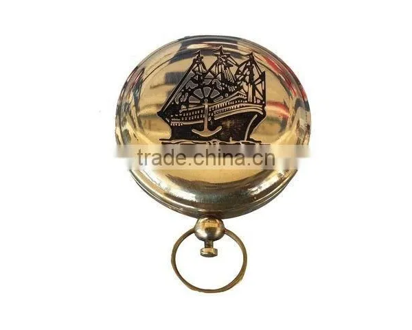 Chrome Dalvey Compass With Engraved Sailboat Lid Compass 13383 photo-2