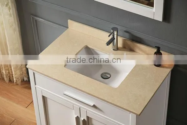 Modern Single Basin Wash Basin Cream Color Solid Oak Wood Bathroom Vanity NO.1001A photo-3