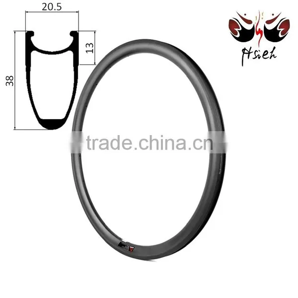 700C 20.5mm / 23mm / 25mm Width Clincher Carbon Rims 38mm Deep, Factory Clincher Carbon Rims Tubeless Compatible photo-5