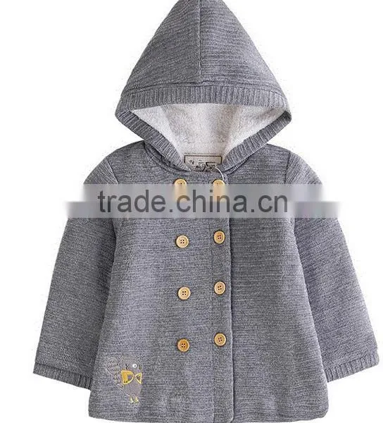 2016 Latest Design Boys Cotton Knitted Windproof Waterproof Hooded Trench Cardigan photo-4