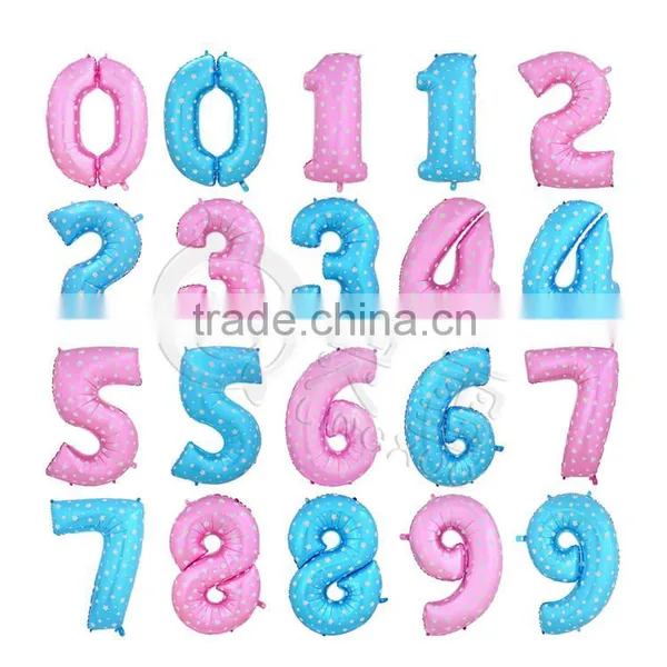 Blue Pink Self Inflatable Number Balloon Foil 40" Helium