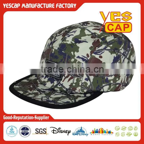 Custom Flat Brim 5 Panel Cap With Floral Patern photo-5