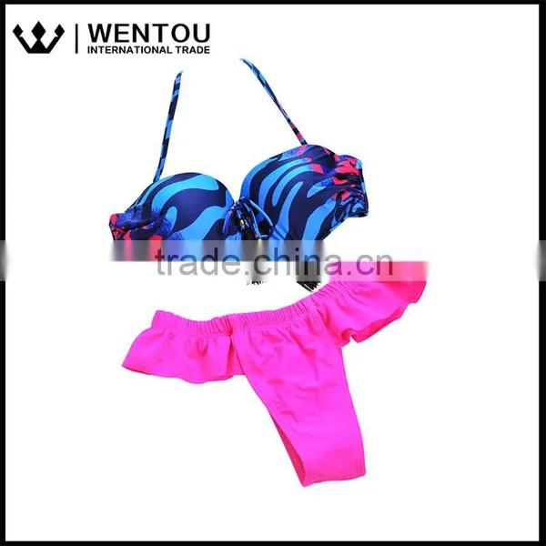 Wentou Ladies Sexy Print Push Up Bathing Swimsuit Bikini photo-4