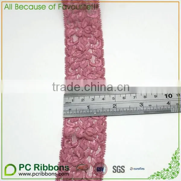 1.5" Width Rose Mauve Mesh Stretch Lace Trim Craft for Evening Gown photo-3