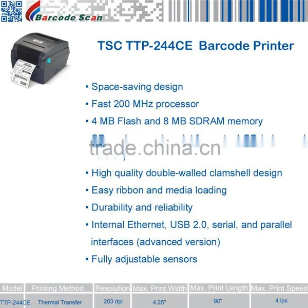Hot Label Printer TSC TTP-244CE Desktop Heat Thermal Transfer Bar Code Printer photo-2