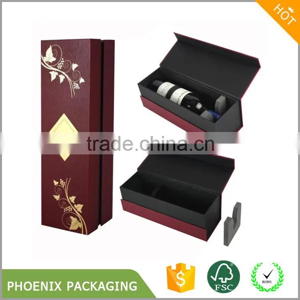Rigid Cardboard Paper Premium Wine Boxes For Wine Single Bottles