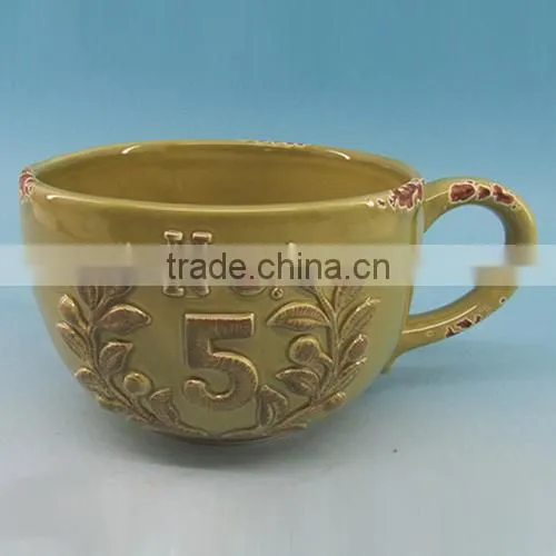 2016 Hot Sale Embossed Ceramic Mug ,ceramic Emboss Mug Wholesale photo-2