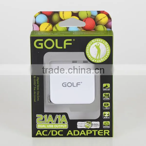 Golf Cellphone Charger Dual USB Cell Phone Charger 5v 2.1a/1a Good Quality Mobile Phone Charger photo-6
